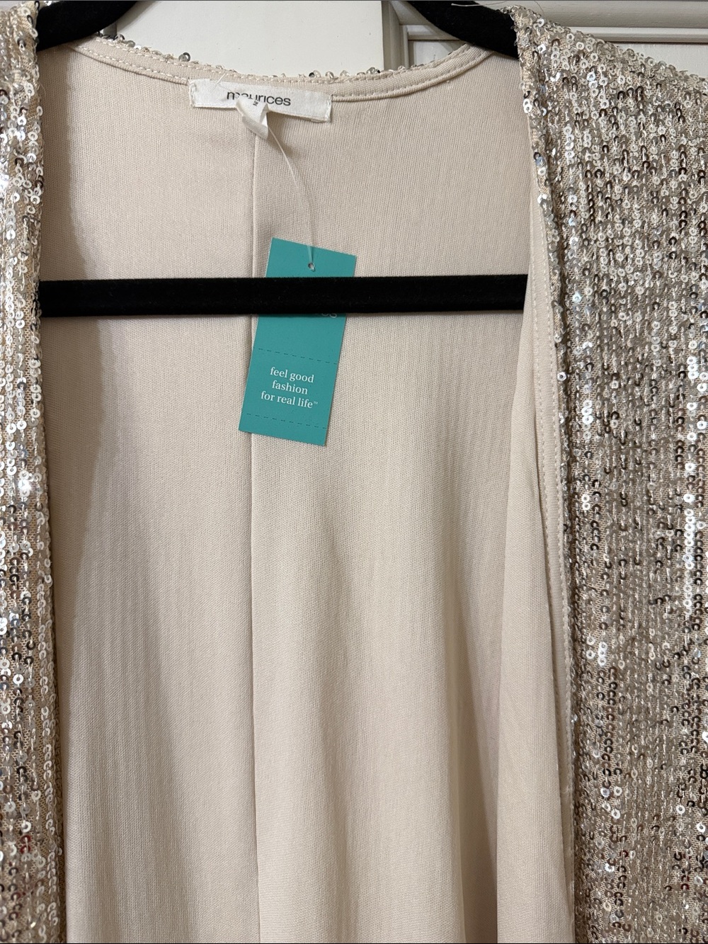 Maurices Champagne Sequin Open Duster - Picture 3 of 5